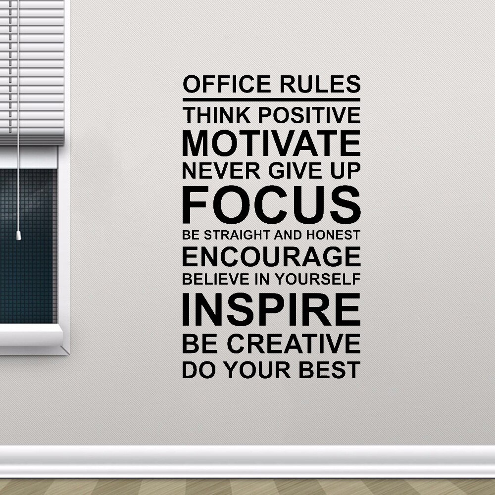 Decal dán tường tiếng anh trang trí văn phòng "Office Rules"