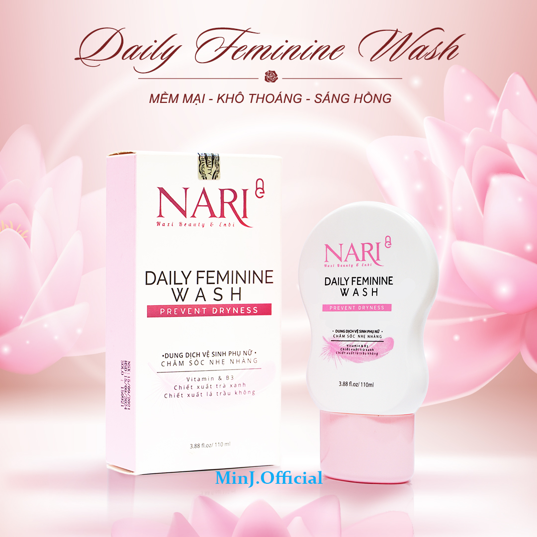 Dung dịch vệ sinh phụ nữ Nari ( DAILY FEMININE WASH) Sạch mịn thơm lưu hương suốt cả ngày Tuýp 110Ml