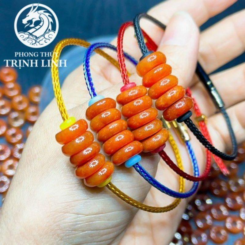 VÒNG TAY NGŨ ĐỒNG ĐIẾU HUYẾT ĐỎ CAM