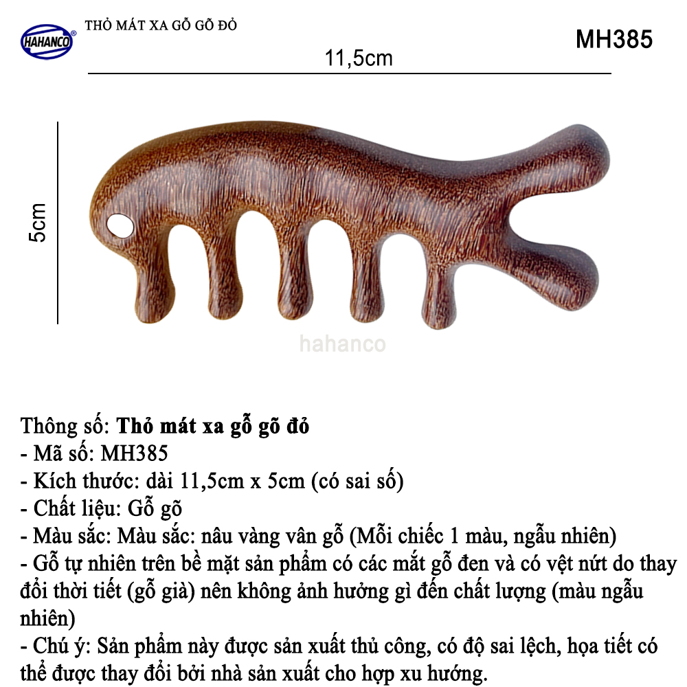 Dụng Cụ Mát Xa Tai Thỏ 5 Răng Gỗ Gõ Đỏ Thư Giãn Giảm Dụng Tóc - HAHANCO - MH385