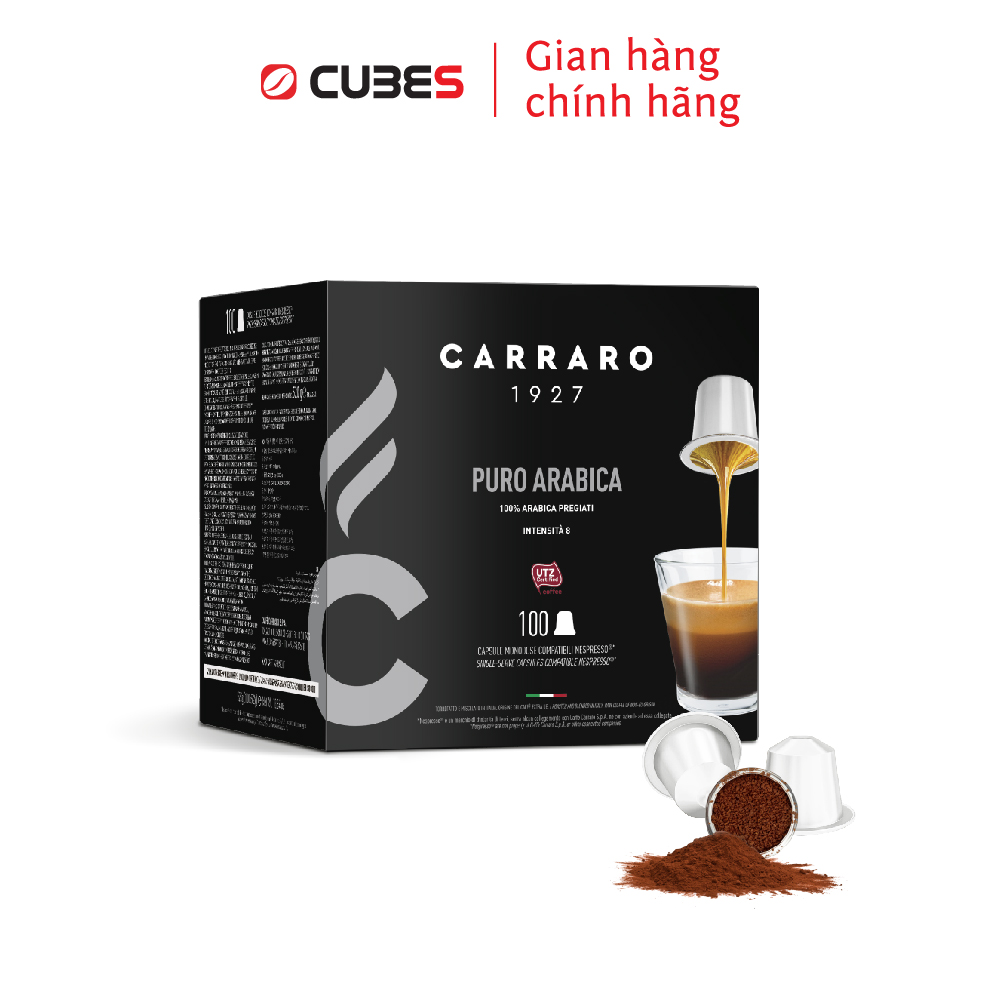 Cà Phê Viên Nén Carraro 100 Viên - Tương thích với máy capsule Nespresso