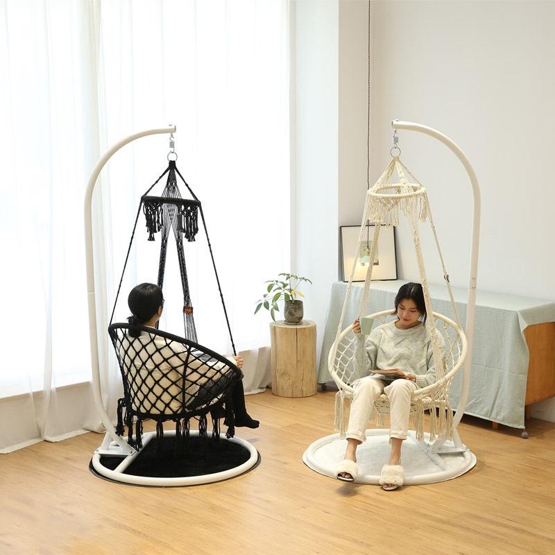 Xich đu Macrame cotton Swing kinh bắc siêu chất mầu Be Có Cần treo đi kèm