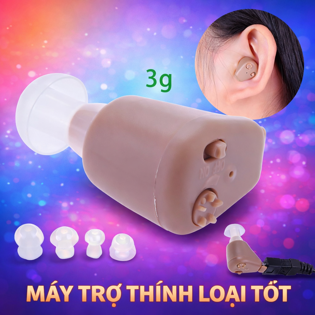 Tai Nghe Trợ Thính Không Dây Mini AXON – Sạc Pin Tiện Lợi, Âm Thanh Rõ Nét, Loại Tốt, đèn trang trí