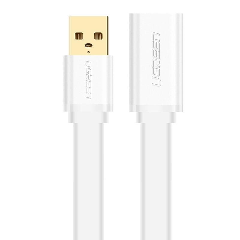 Ugreen UG40330US103TK 1M màu Trắng Cáp tín hiệu nối dài USB 2.0 lõi thuần đồng dáng dẹt - HÀNG CHÍNH HÃNG