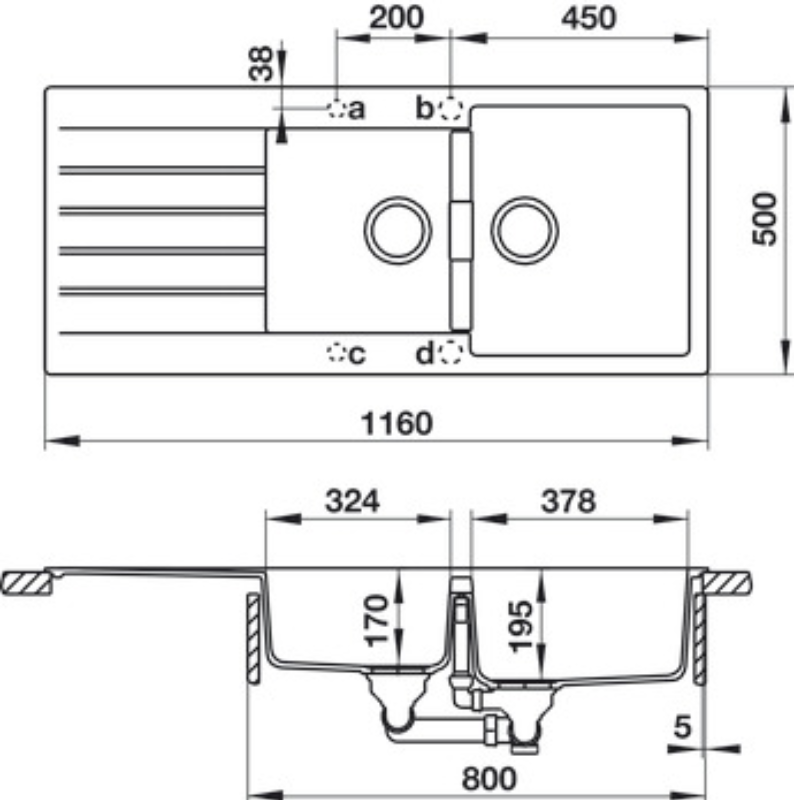 Chậu đá Hafele HS19-GED2S80 570.35.370 - Hàng Chính Hãng