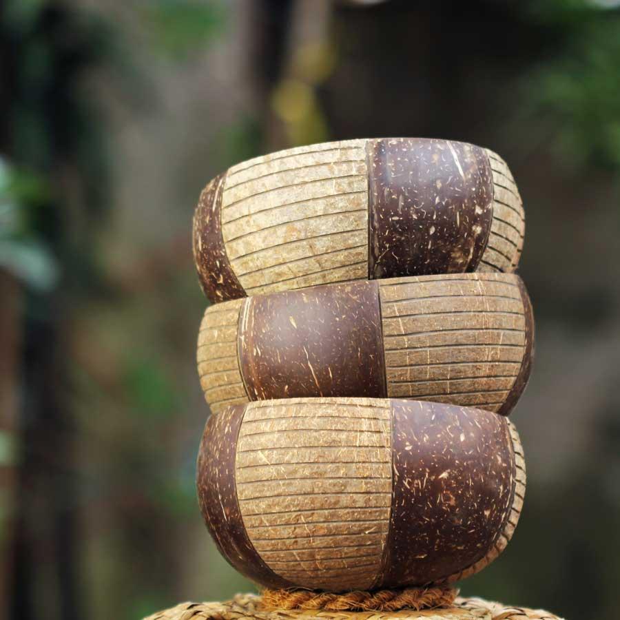 Tô/Chén/Bát gáo dừa hoa văn Dor