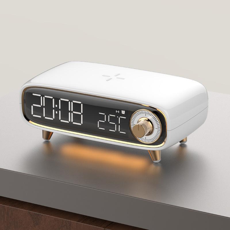 15W không dây Sạc nhanh đa chức năng loa bluetooth Si-in-một lần sạc đèn ngủ đêm Đèn báo thức ánh sáng Tăng nhiệt nhiệt độ Color: green