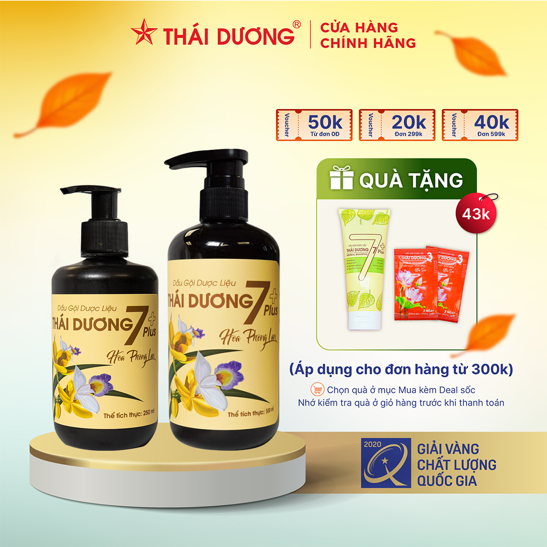 Dầu gội dược liệu Thái Dương 7 Plus Gold (Chai 250ml/500ml, Hoa phong Ian) - Sao Thái Dương