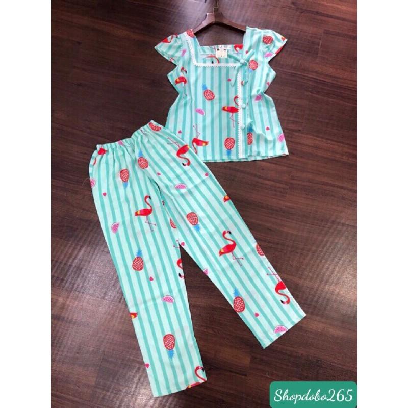 Đồ bộ nữ,đồ ngủ mặc nhà vải lụa quần dài BD 111 họa tiết dễ thương size 47-62kg.