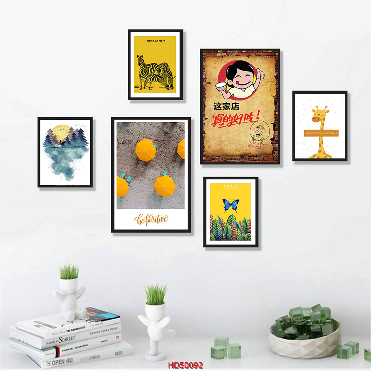SET 6 Tranh Laminate Tráng Gương - Tranh Treo Tường Phong Cách Bắc Âu - Scandinavian Sắc Vàng