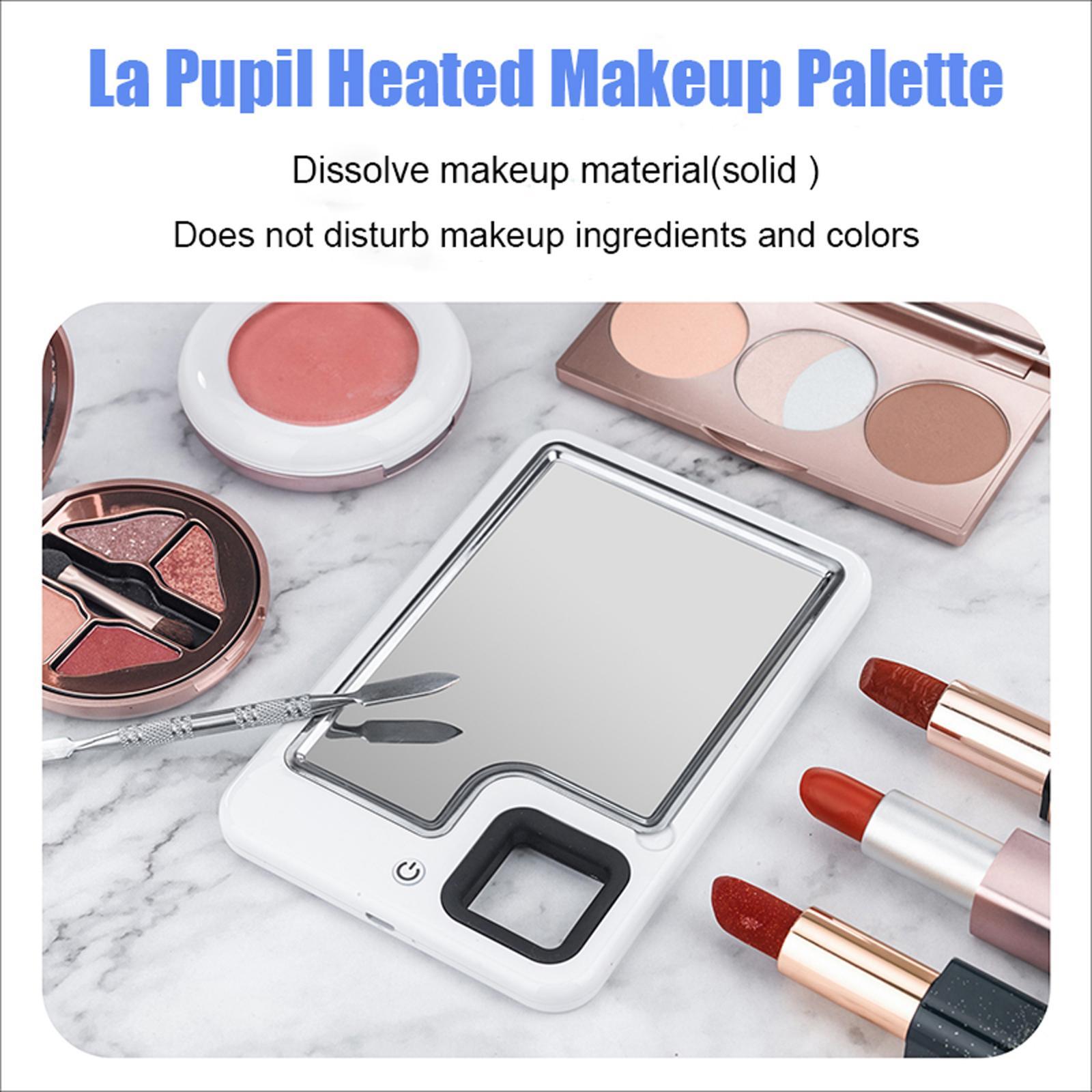 Heated Makeup Palette Beauty Nail Art Pigment Blending Mixing with Spatula