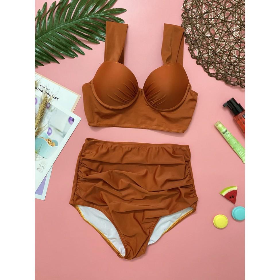freeship Bikini 2 mảnh cam ️Freeship️ bản to quần cạp cao che bụng mặc đi biển đi bơi mới nhất