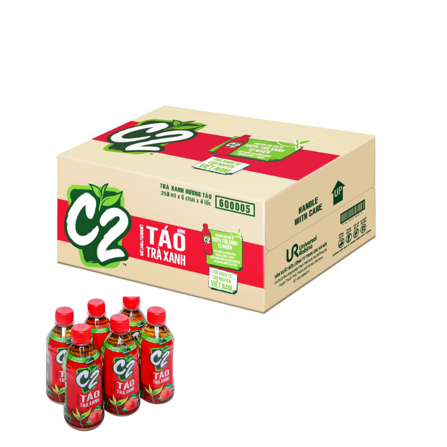 Thùng 24 chai Trà Xanh C2 355ml x 24 đủ vị