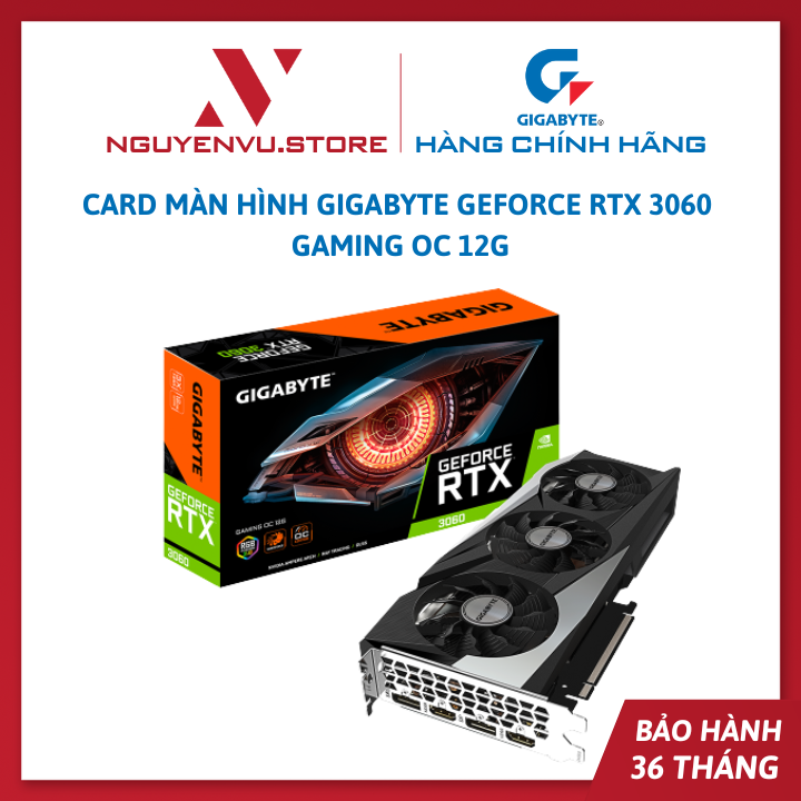 Card màn hình GIGABYTE GeForce RTX 3060 GAMING OC 12G - Hàng Chính Hãng