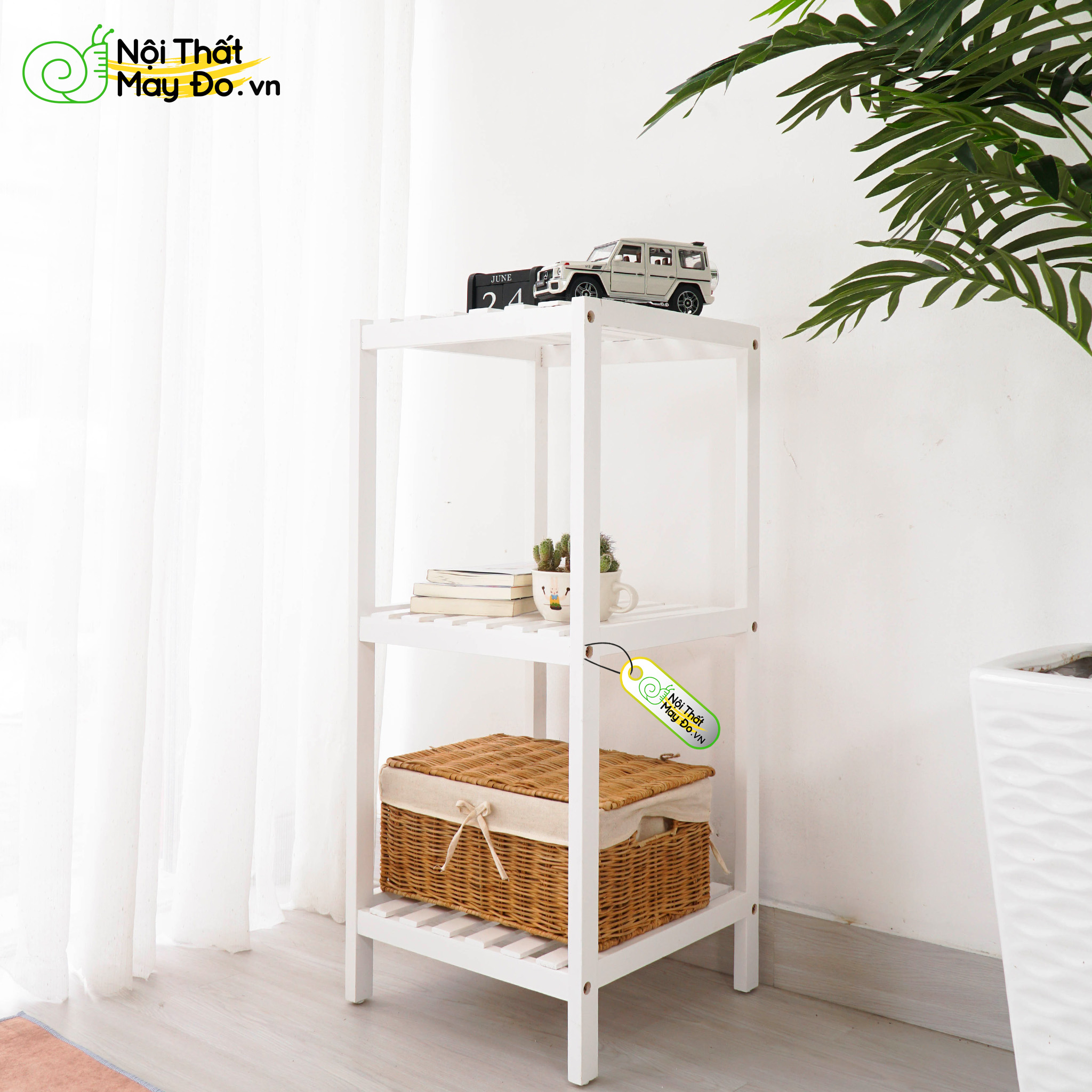 Kệ Gỗ Đa Năng- SHELF 3F - Thiết Kế 3 Tầng Hiện Đại - Chất Liệu Gỗ Thông Bền Chắc - Dễ Di Chuyển - Có 2 Màu Sắc