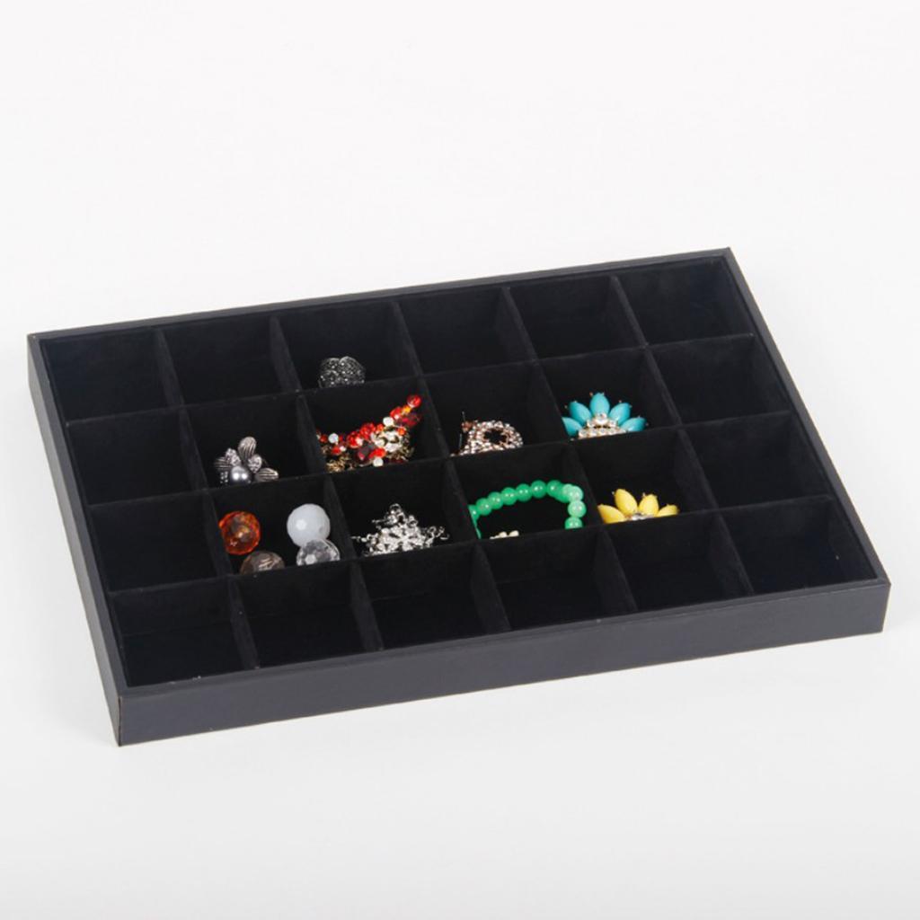 Velvet Bracelet Bangle Watch Jewelry Display Tray Storage Case Box 24/36 Grid