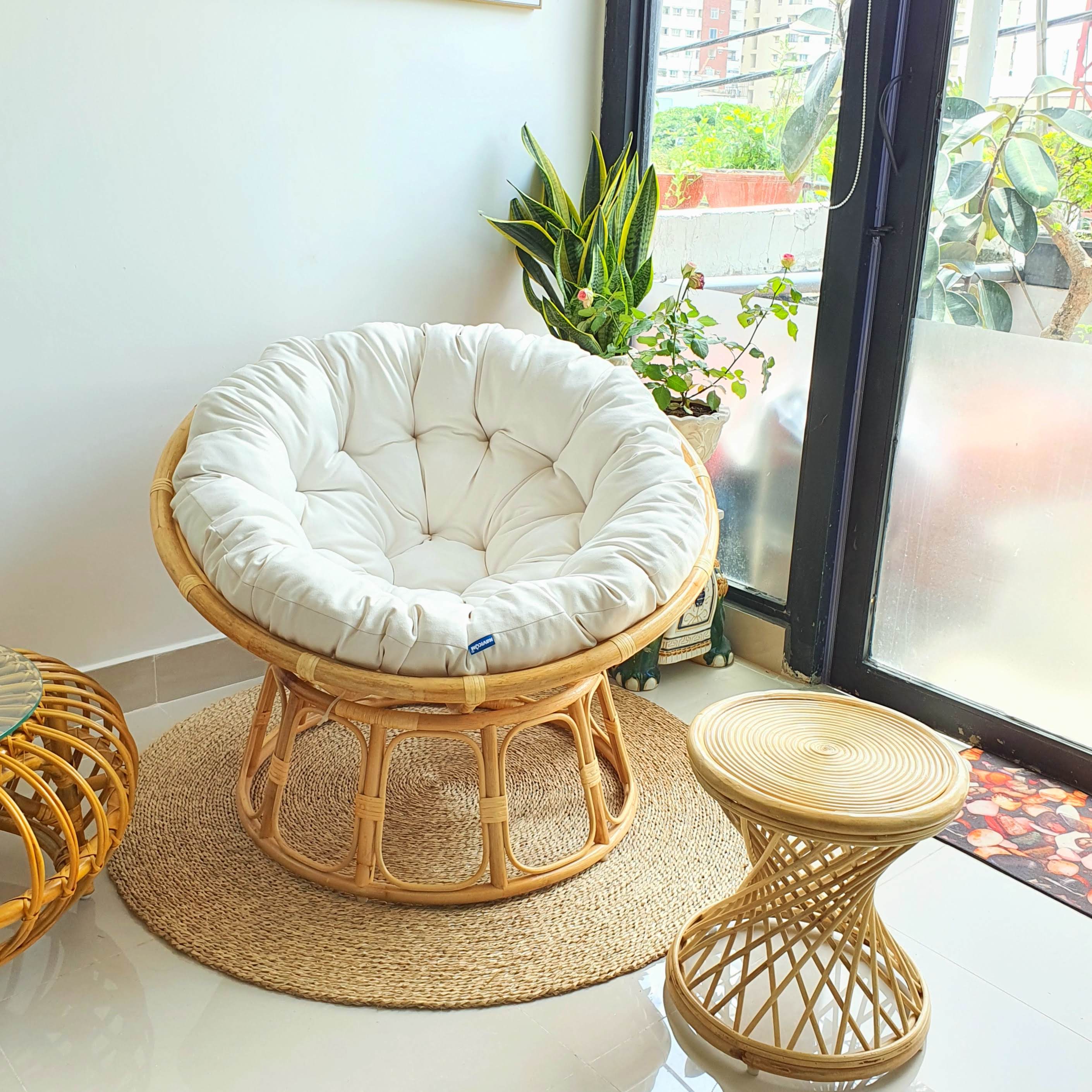 Bộ Ghế papasan 1,2m ( vải bố kem) - NAVICOM