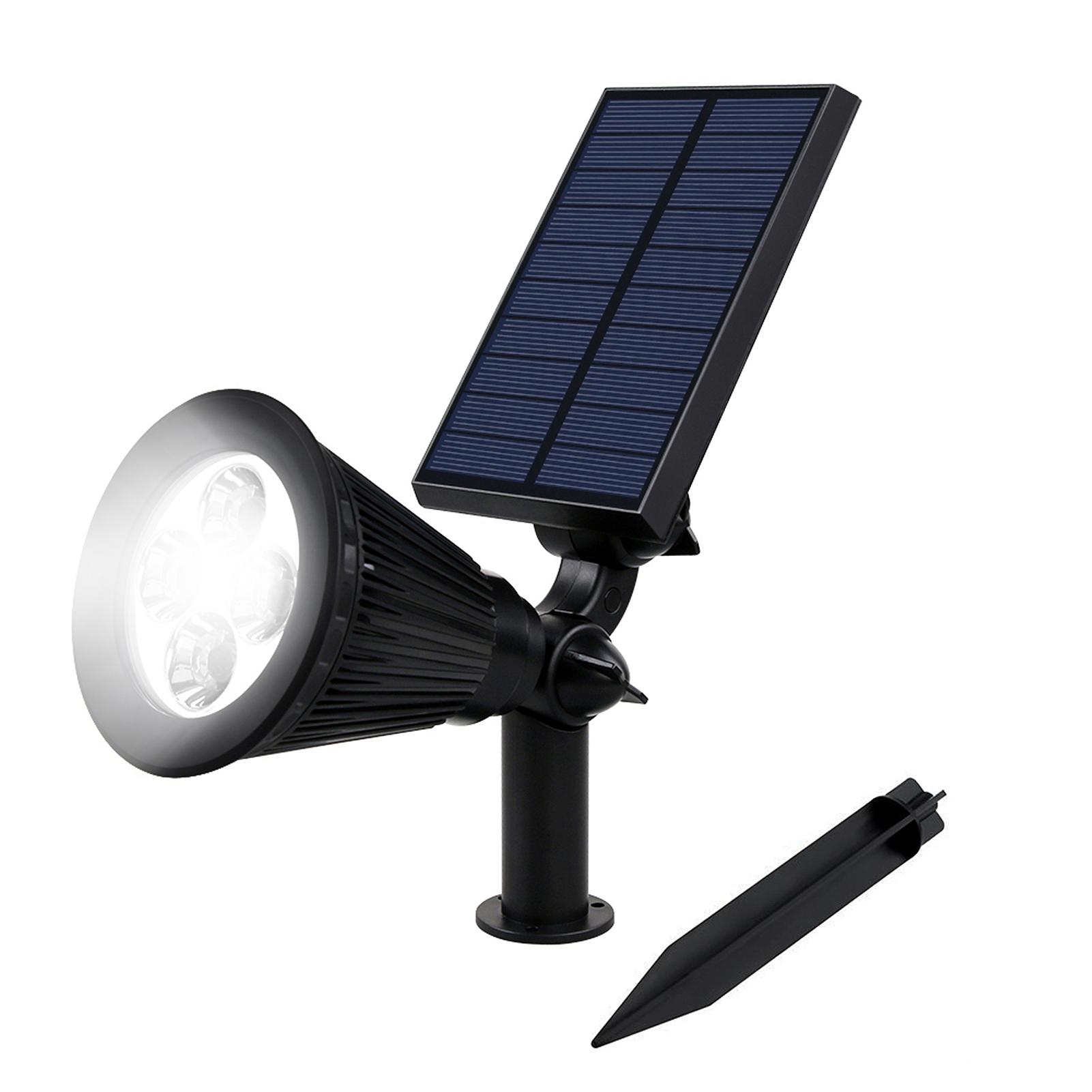 Đèn Led 4 bóng chiếu sáng chống thấm trong và ngoài bằng năng lượng mặt trời - màu đen- ánh sáng trắng