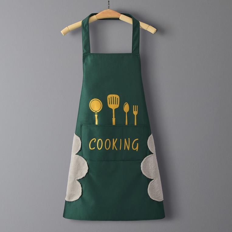 Tạp dề Cooking cao cấp vải Oxford chống thấm nước, chống bám bẩn, thời trang, có ngăn đựng môi muỗng phía trước