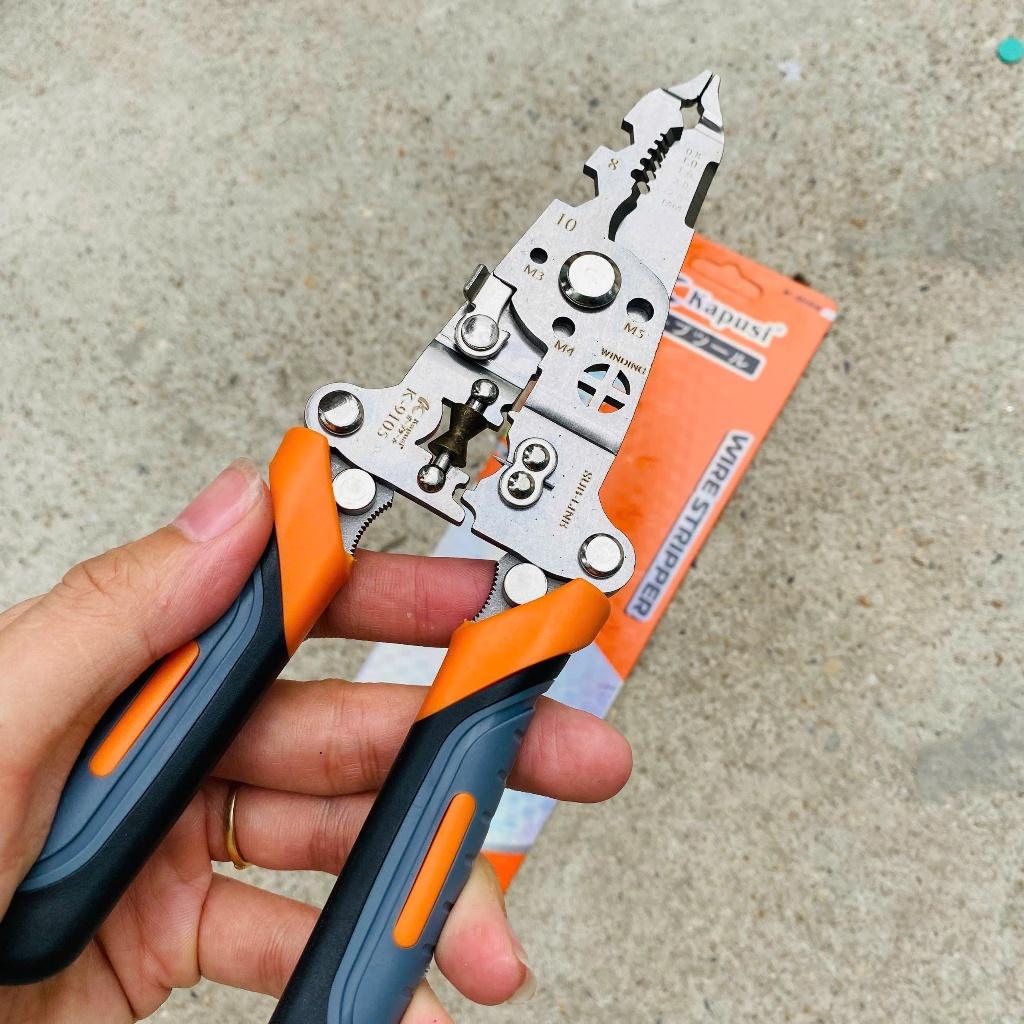 Kìm Tuốt Dây Đa Năng 12 trong 1 Kapusi Japan - Cắt, Uốn, Tuốt Dây Chuyên Dụng K9105