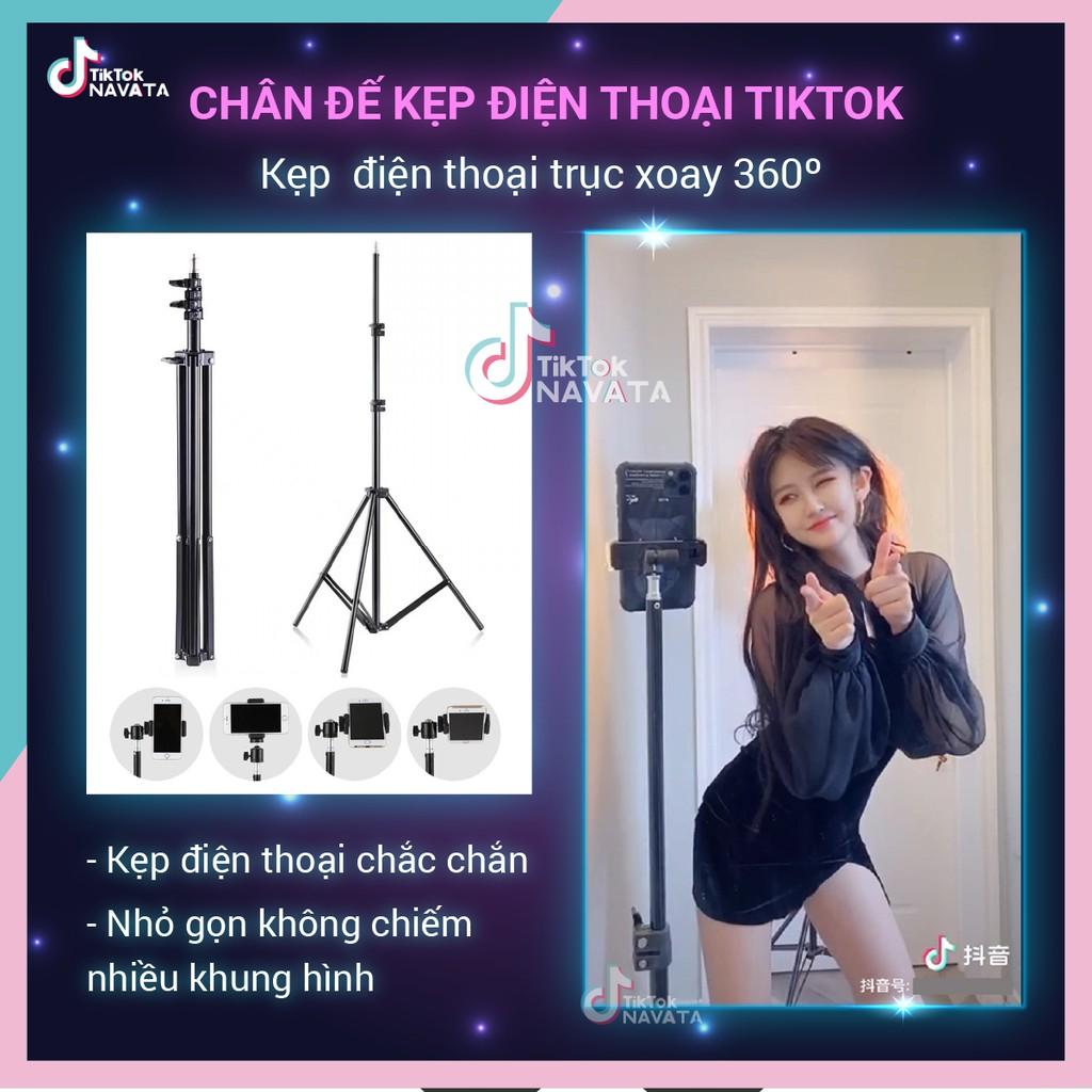 Chân đế điện thoại Tripod quay TikTok, chân đèn livestream giá đỡ Cao 2m1 loại chắc chắn chịu lực tốt