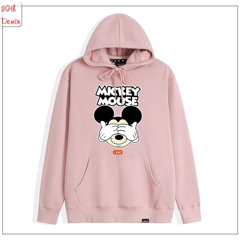 Áo Hoodie MICKEY MOUSE phong cách Hàn Quốc chất NỈ COTTON lót BÔNG unisex nam nữ