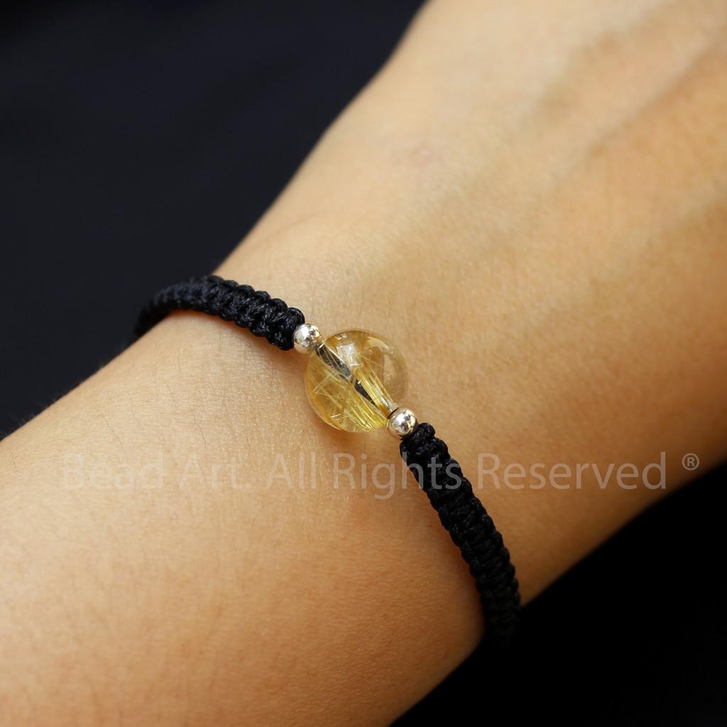 Vòng Tay Thắt Dây Thạch Anh Tóc Vàng 9MM, Golden Rutilated Quartz Tự Nhiên Loại A, Mệnh Thổ, Kim, Vòng Tay Phong Thuỷ, Chuỗi Hạt - Bead Art