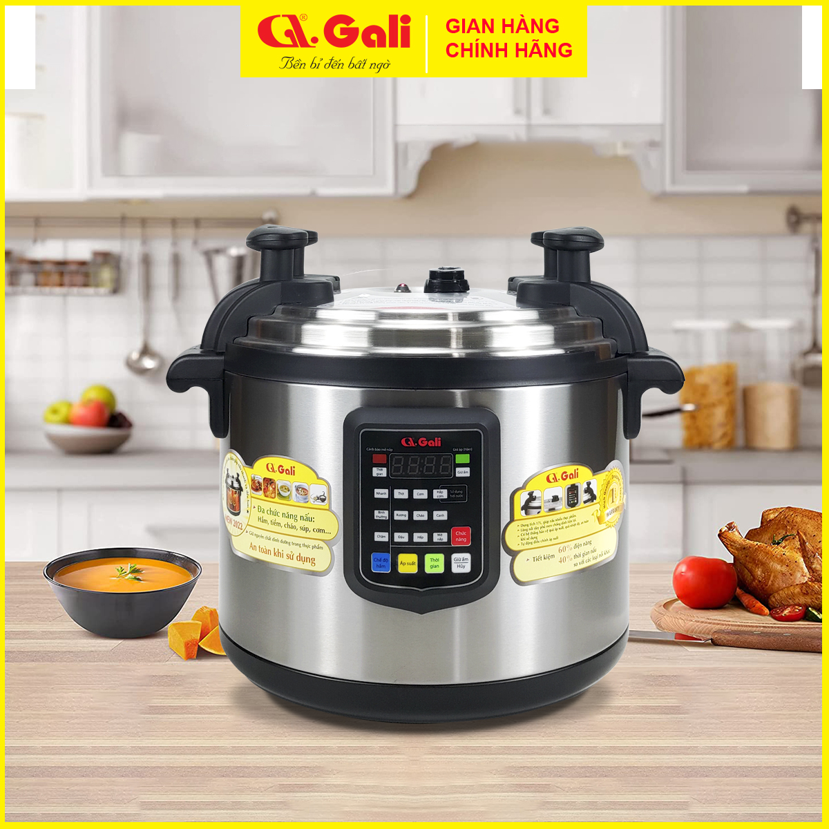 Nồi áp suất Gali GL-1626, dung tích 17lít, Sử dụng hoàn hảo cho các nhà hàng, quán ăn, trường học, hàng chính hãng 100%, bảo hành 12 tháng Gali