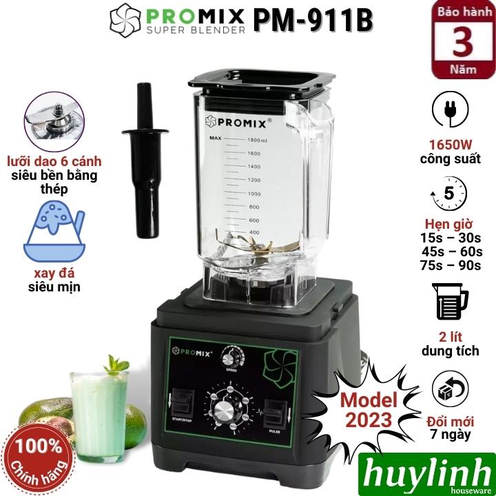 Máy xay sinh tố công nghiệp Promix PM-911B [Model mới 2023] - Dung tích 2 lít - Công suất 1650W - Có hẹn giờ tới 90S - Hàng chính hãng