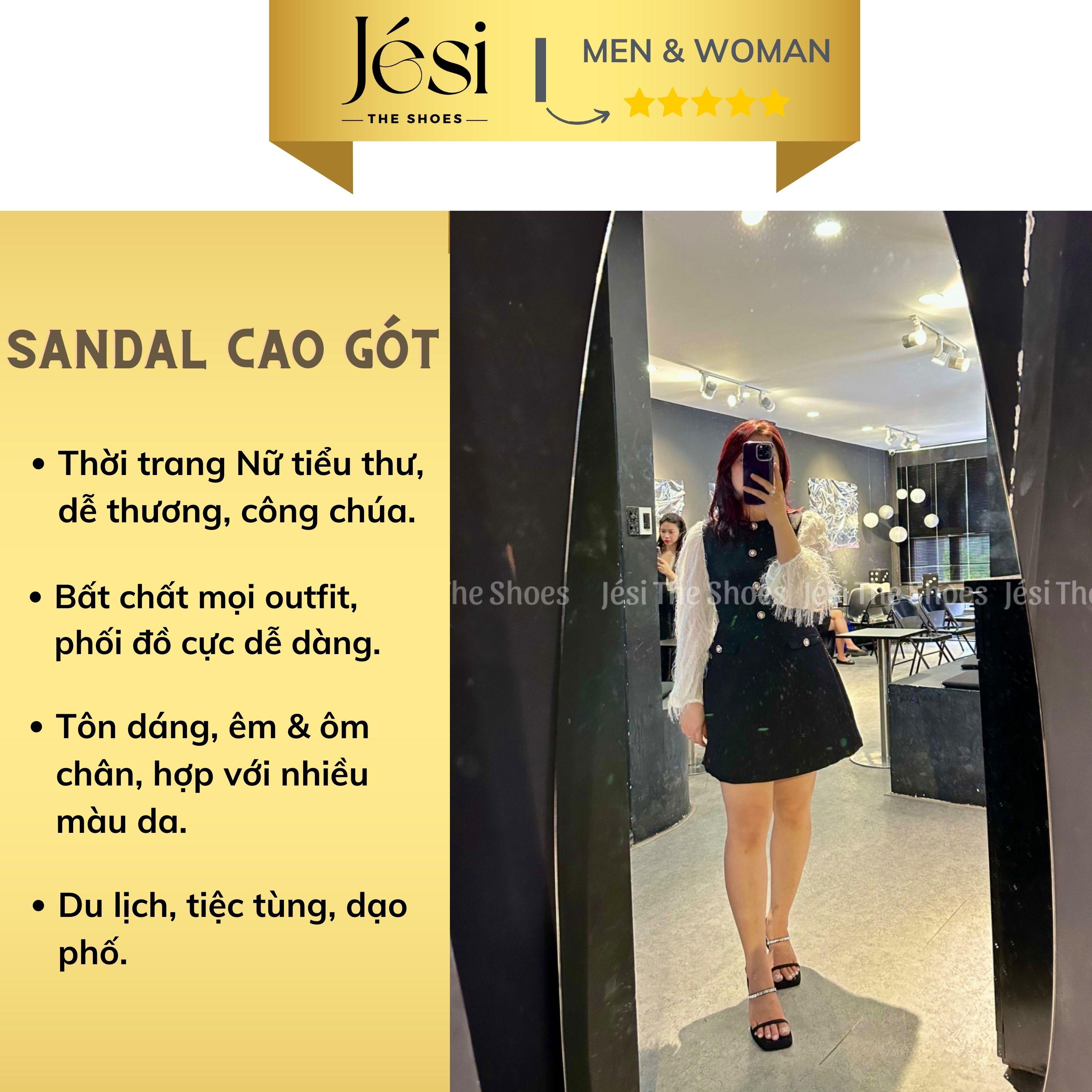 Sandal Cao Gót 4-5 Phân Gót Nhọn Giày Cao Gót Đính Đá Lấp Lánh Cao Cấp - DH0010