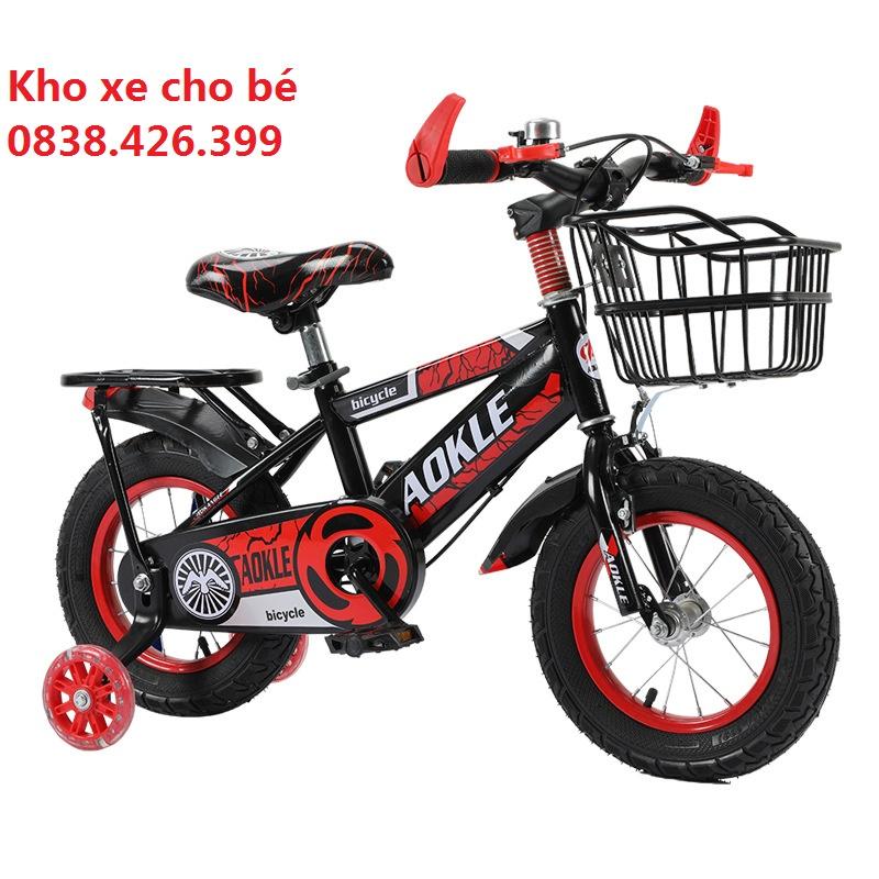 (mẫu mới)Xe đạp thể thao 4 bánh cho bé khung to lốp đặc cho bé 12/14/16 từ 2-8t