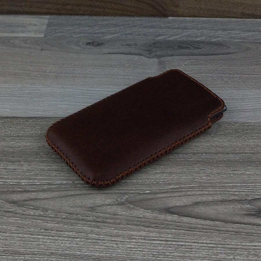 Bao Da Túi Rút dành cho iphone X/XS Da Bò Sáp Màu Nâu Cafe