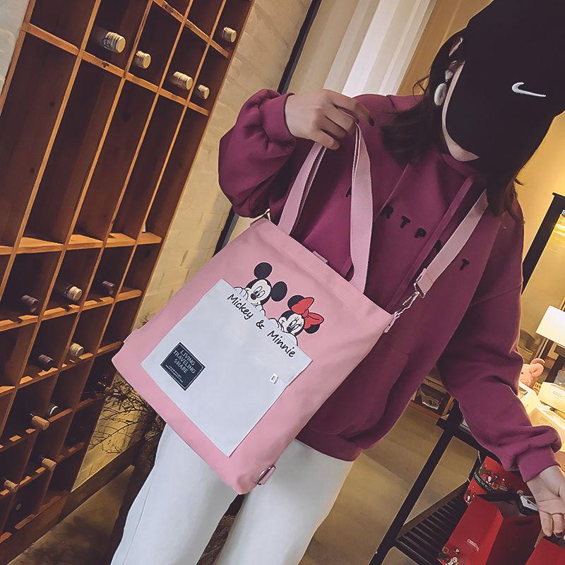 2020NewinsNet Red Canvas Bag Female Student Korean Style Messenger Bag Harajuku Style All-match Large Capacity Handbag