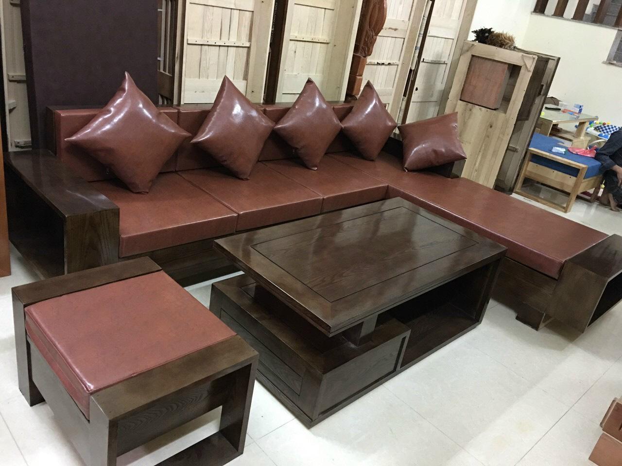 sofa gỗ sồi xám