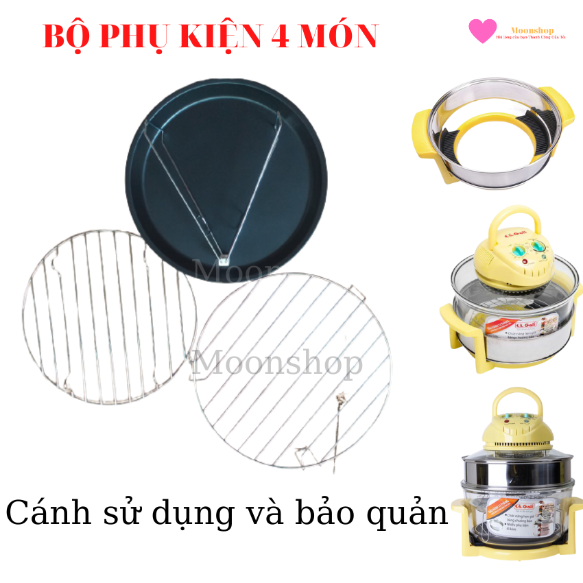 Lò nướng thủy tinh, bộ phụ kiện 04 món