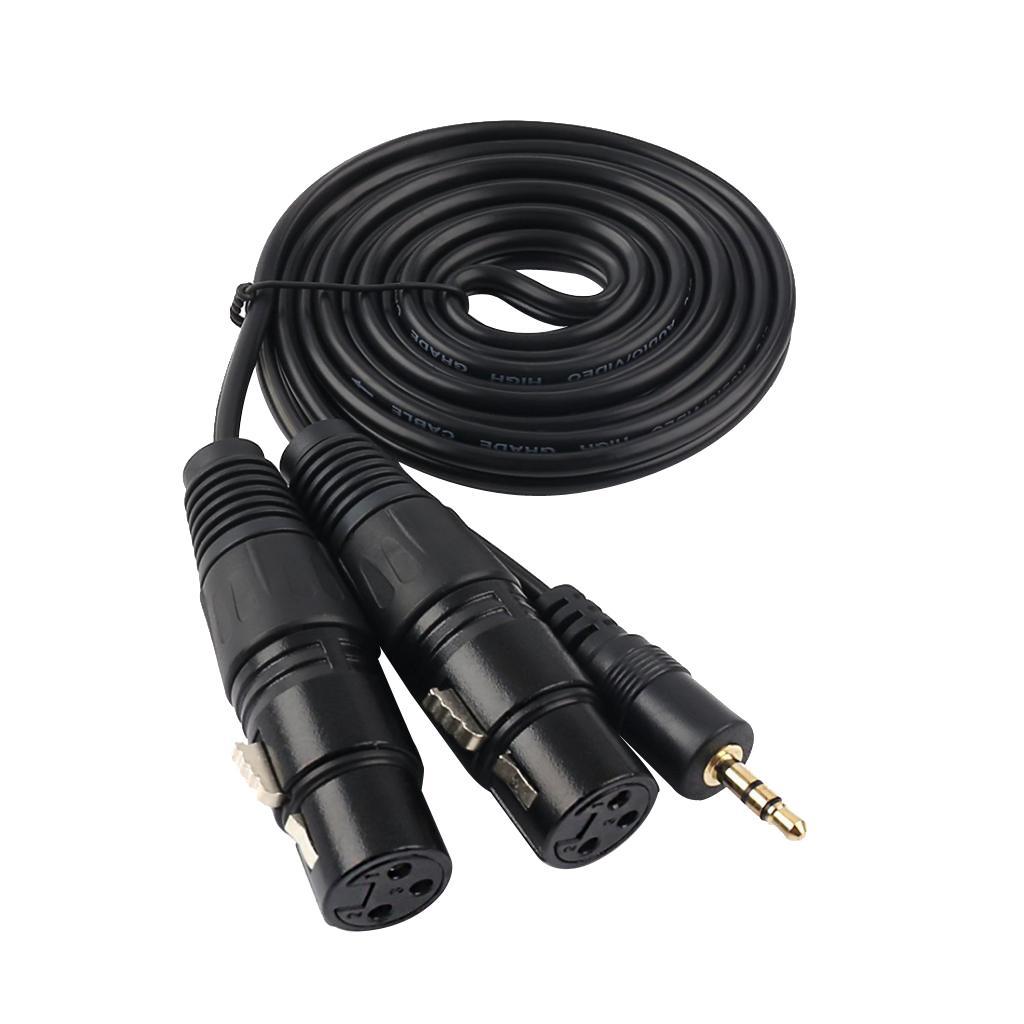 3.5 mm Mini Jack Stereo TRS to Dual XLR Female Y splitter Patch Cable