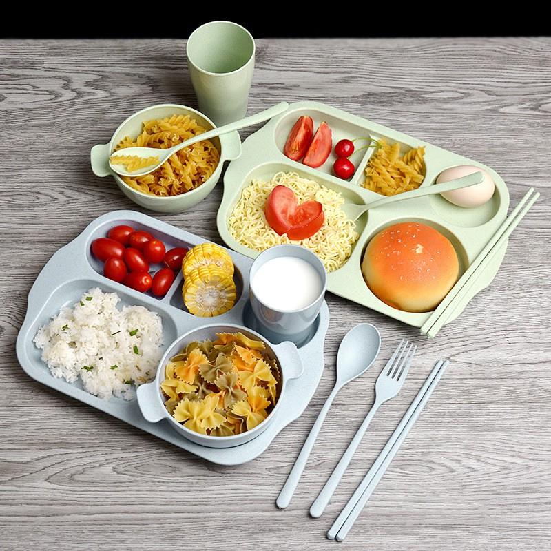 Khay Cơm Khay Ăn Dặm Lúa Mạch 6 Chi Tiết Cho Bé Tiện Dụng