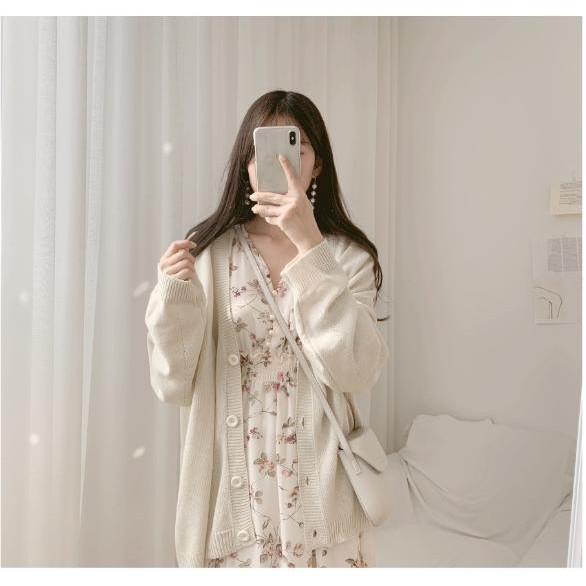Váy hoa nhí dáng dài xòe nhẹ hàn quốc cổ v chất voan lụa 2 lớp chun eo siêu sinh - 110cm - 065