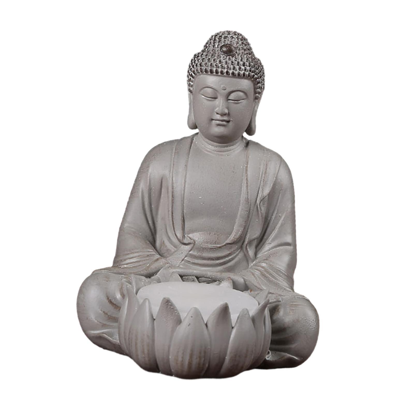 Lotus Buddha Statue Candle Holder Candlestick Home Decor Table Decoration Portable Chinese Figure Sculpture Ornament