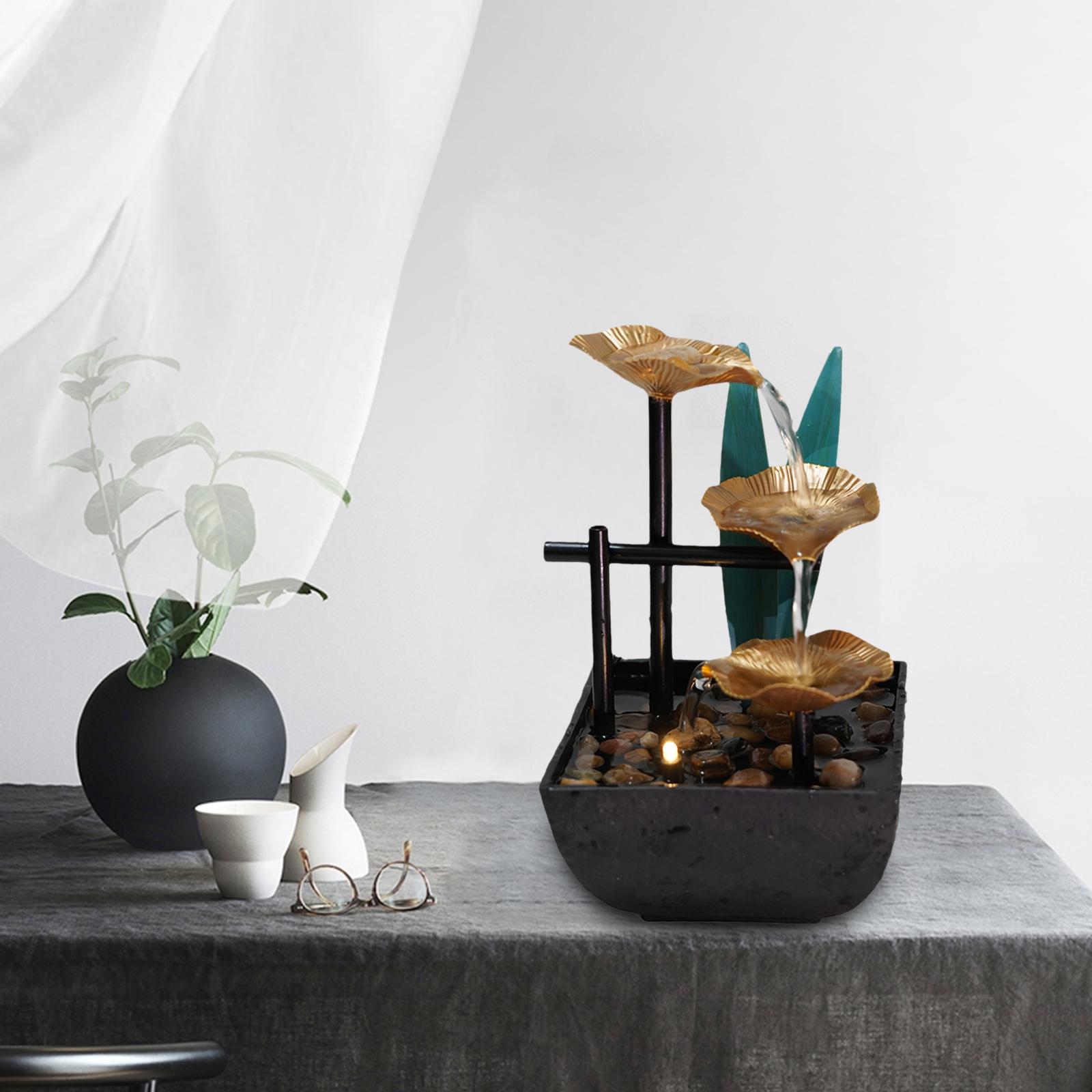 Relaxation Tabletop Water Fountain Indoor Garden Zen Desktop Waterfall Decor