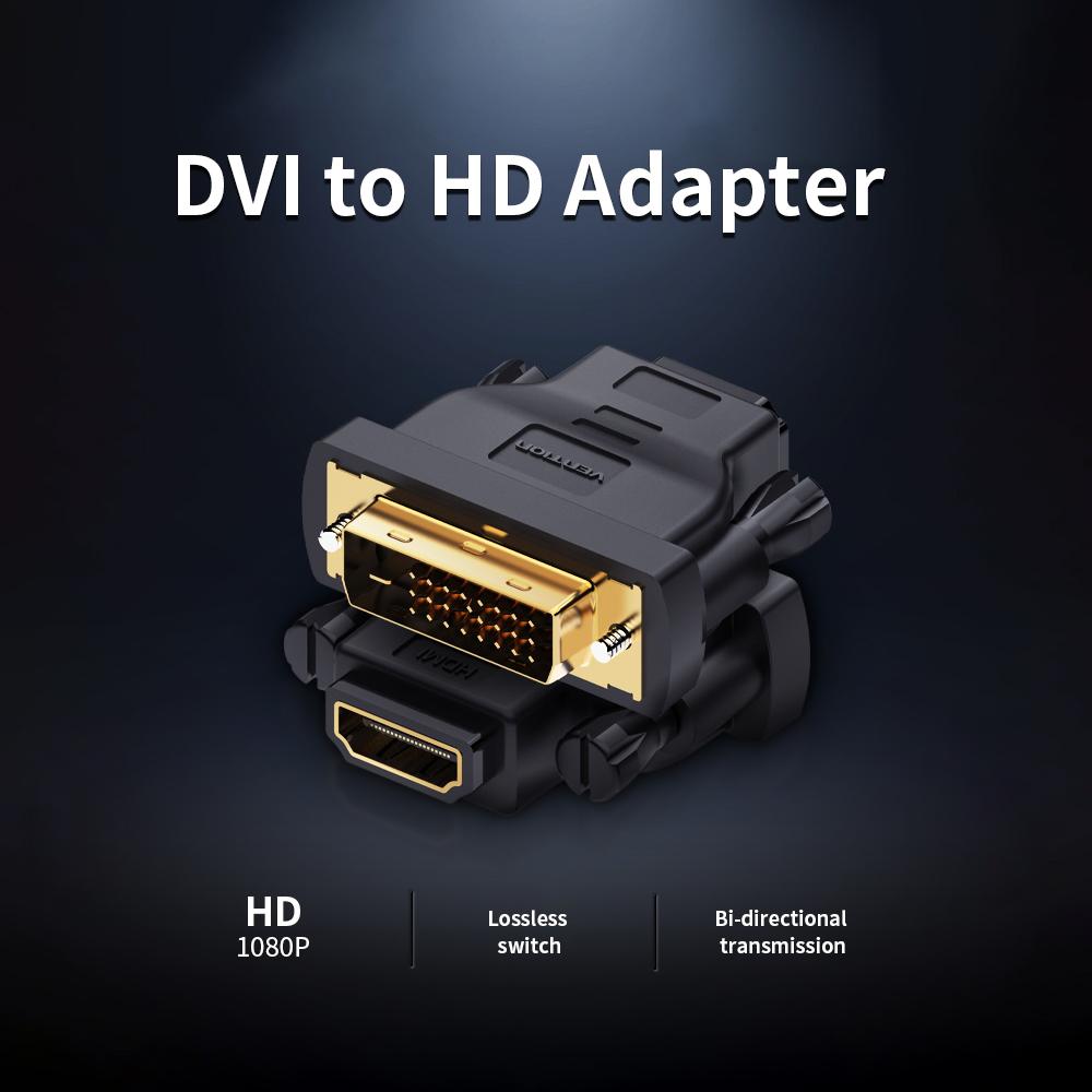 VENTION DVI to HD Adapter DVI Male to HD Female Converter DVI24+1/DVI-D to HD 1080P Bi-directional Switch for TV
