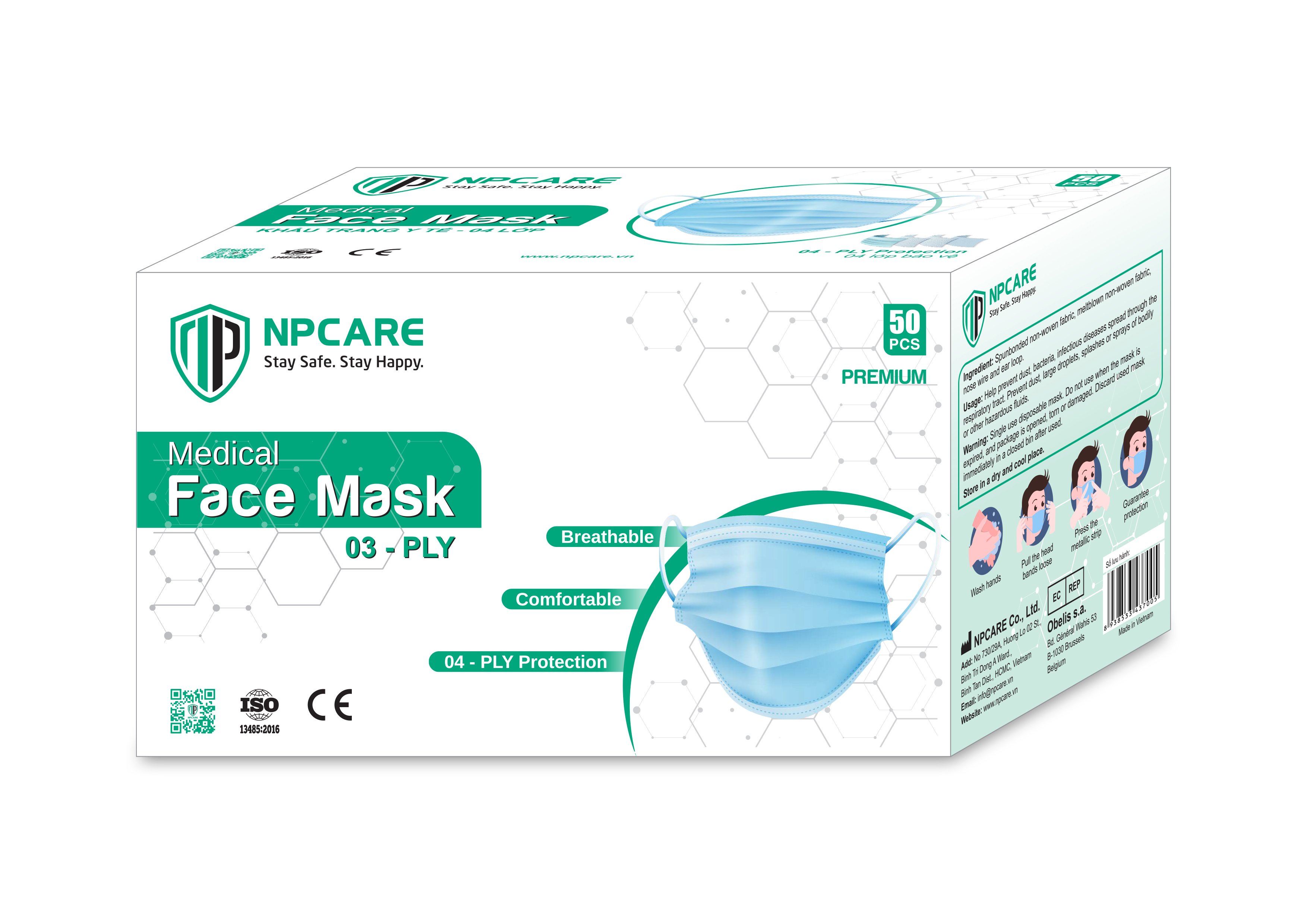 Combo 10 hộp Khẩu trang y tế 3 lớp Premium chuẩn xuất khẩu- NPCARE