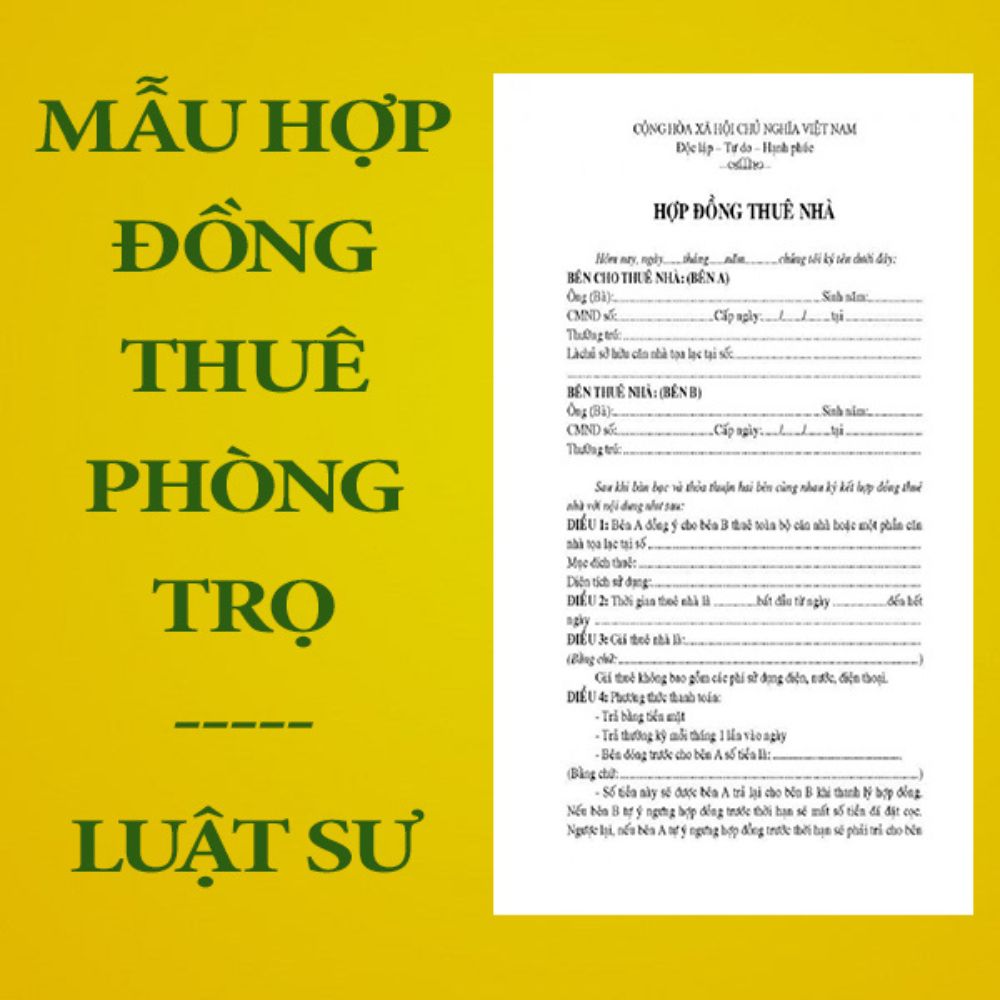 Mẫu hợp đồng thuê phòng trọ + Bản hướng dẫn và một số lưu ý của Luật sư