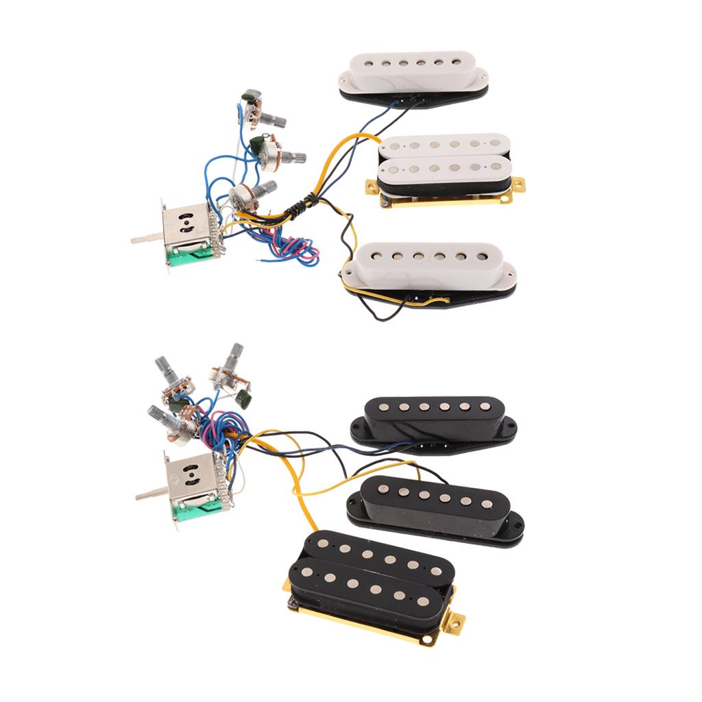 Prewired 6 String Guitar Single Coil Pickup Humbucker Pickup 3 Way Toggle Switch with Volume&Tone Control Knobs