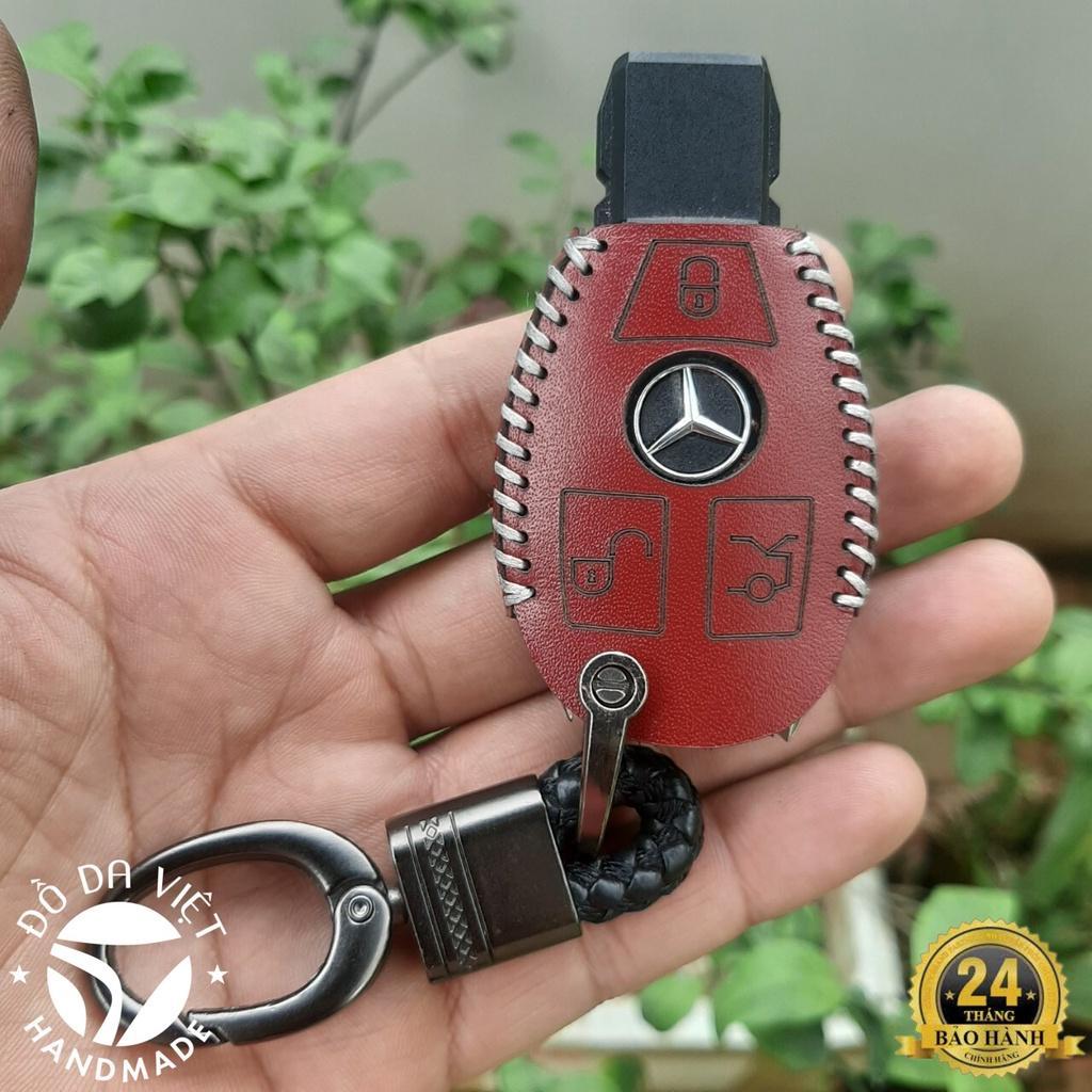 Bao da chìa khoá Mercedes C class, E class, GLK, GLC, ML ... chìa mec bằng da bò, bảo hành 24 tháng, nhiều mầu