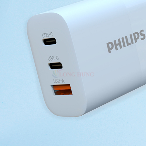 Sạc đa cổng Philips Wall Charger 1USB 2Type-C 65W QC 3.0 DLP6333CW/74 - Hàng chính hãng