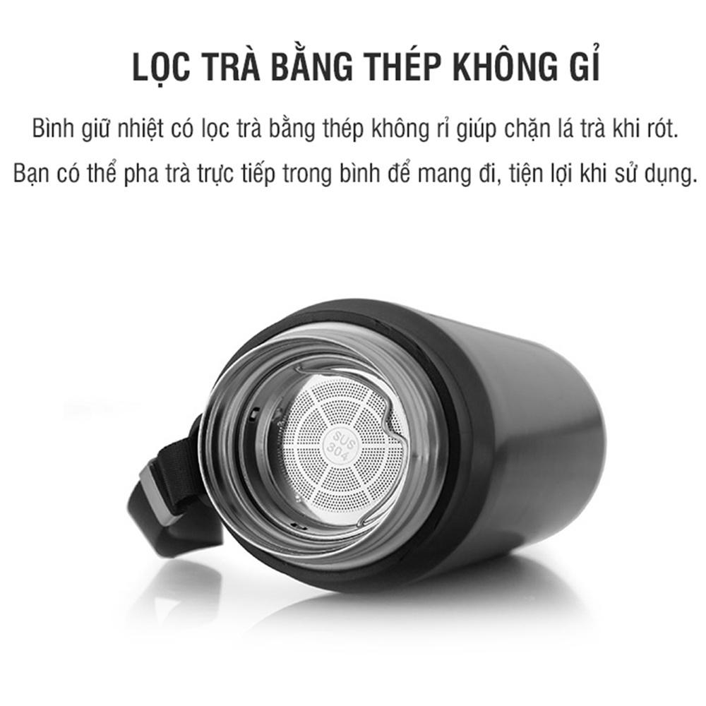 Ly giữ nhiệt dododios 1200-1500ml LHC3249 - Hàng chính hãng, mở nắp một chạm, chất liệu thép không gỉ miệng ly rộng