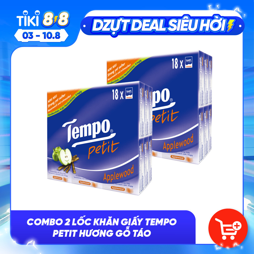 [COMBO 3 LỐC] Khăn giấy bỏ túi cao cấp Tempo Petit 18 gói - 4 lớp bền dai, an toàn cho da - Thương hiệu Đức