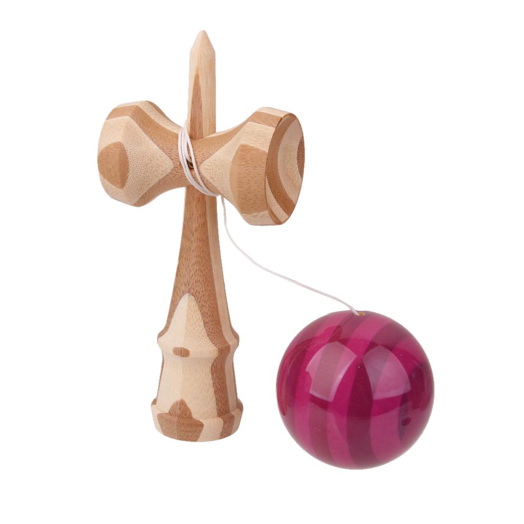 Kendama Japanese Ball Bamboo Tossing Catching Skill Game Toys Blue & Purple