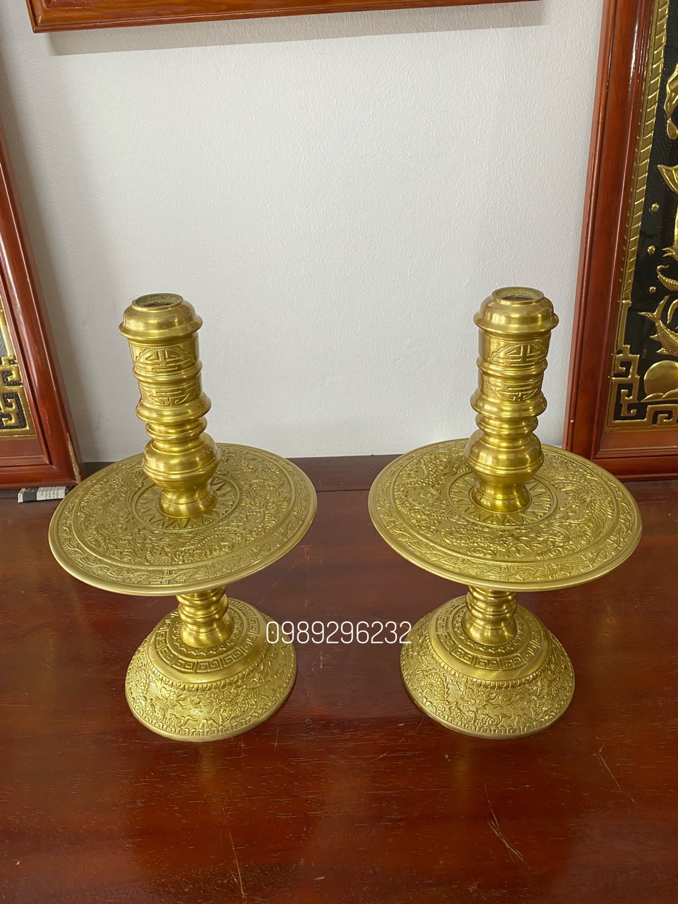 Đôi Chân đèn nến bằng đồng cao 41cm